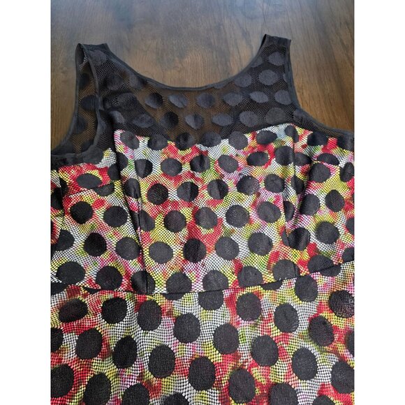 Betsey Johnson Polka Dot Illusion Skater Dress Floral - Picture 9 of 16